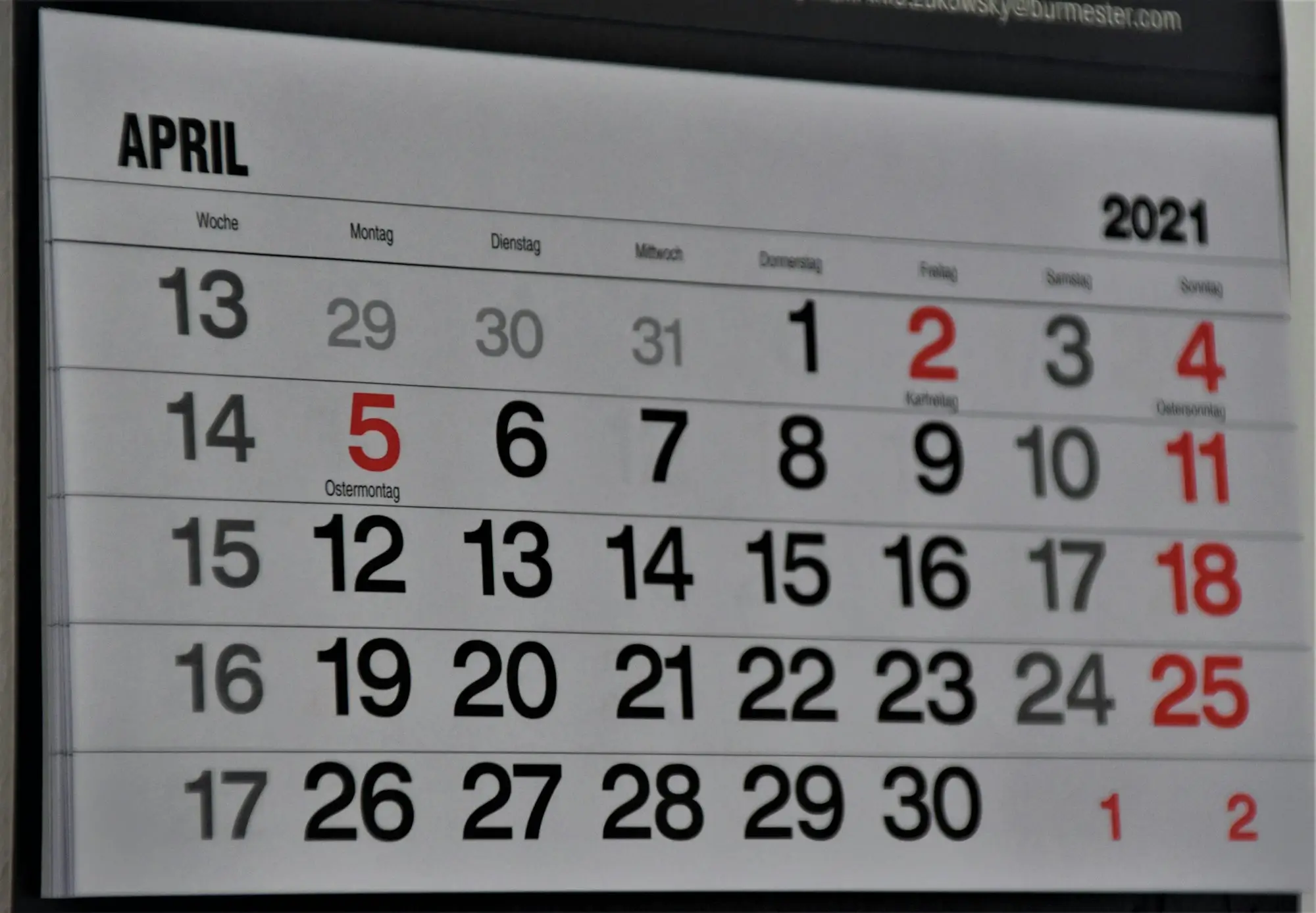Desk calendar with key dates marked for the month ahead